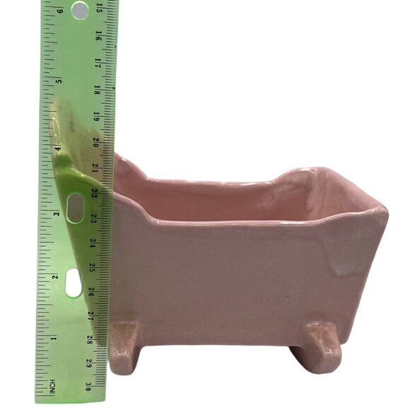 Vintage MCM Haeger Pottery Pastel Pink Baby Cradle Nursery Planter Home Décor - Picture 11 of 13